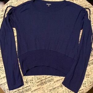 Navy Blue Basic Long Sleeve Crop Top